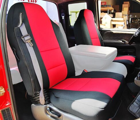 Iggee 1998-2002 Dodge RAM 1500 2500 3500 Artificial Leather Custom Made Exact Fit 2 Front Seat Covers (Black/Beige) in Saudi Arabia