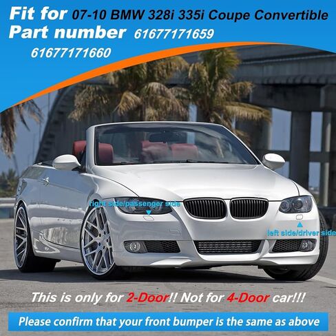 Car Front Bumper Replacement Headlight Washer Cover Fit for BMW E92 E93 328i 335i Coupe Convertible 2007 2008 2009 2010 61677171659 61677171660 (Unpainted,A Pair) in Saudi Arabia