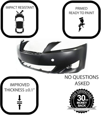FitParts Compatible With Front Bumper Cover 2006-2008 Lexus IS250 IS350 Base Sedan 06-08. New, Primed and Ready for Paint. With Fog Light Holes. LX1000163 5211953925 2007 in Kuwait