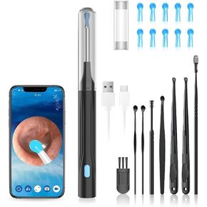 Wax Removal Tool for Ears, Earwax Remover Tools with 1080P Camera & 6LED Light & 8 Pcs Ear Set, Earwax Cleaning Kit with 10 Ear Spoon, Camera for iOS & Android (White) in Saudi Arabia