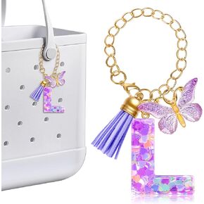 Letter Keychains Charms Compatible With Bogg Bag Accessories, Beach Tote Bag Keychain Personalized Tassel Butterfly in Kuwait