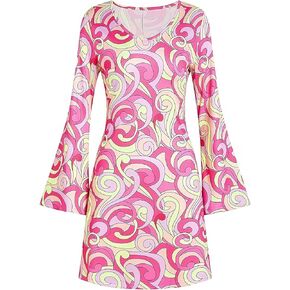 الستينيات من القرن السبعينات من الهبي ديسكو لباس زي المرأة الرجعية ديسكو ملابس النساء هالوين فساتين الأزهار in Kuwait