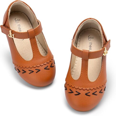 حذاء THEE BRON للفتيات الصغيرات بشريط على شكل حرف T Mary Jane Flats للفتيات للحفلات in Saudi Arabia