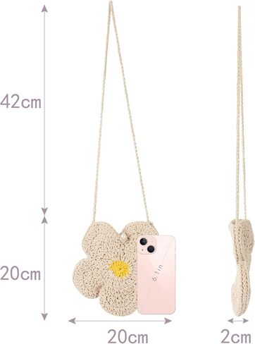 Women Mini Flower Cotton Crochet Crossbody Shoulder Bag Handbag Coin Purse in Kuwait