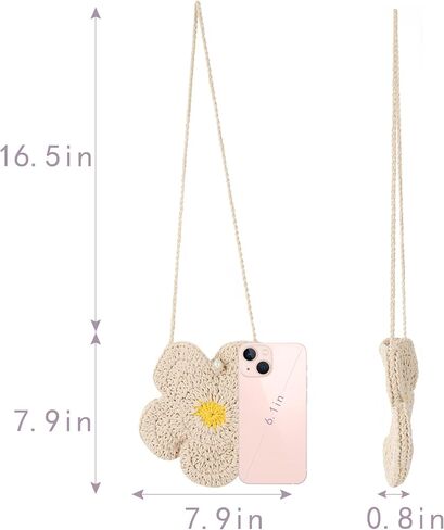 Women Mini Flower Cotton Crochet Crossbody Shoulder Bag Handbag Coin Purse in Kuwait