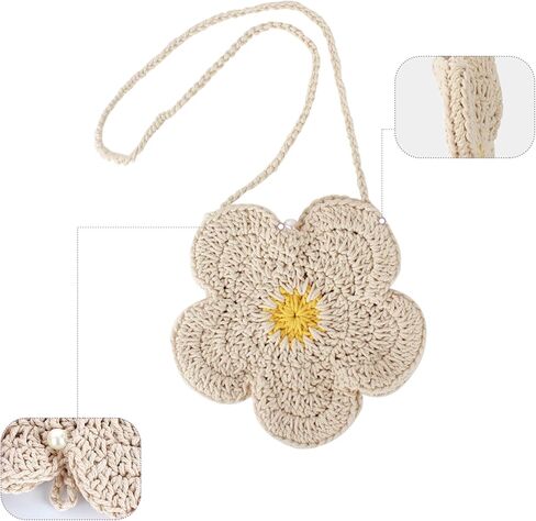 Women Mini Flower Cotton Crochet Crossbody Shoulder Bag Handbag Coin Purse in Kuwait