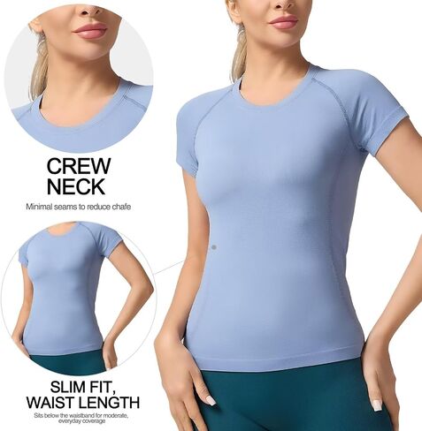 Women's Quick Dry Short Sleeve T-Shirts – Athletic Running, Workout, Yoga Tops, Seamless Sports Shirt,Slim Fit Tees in Saudi Arabia