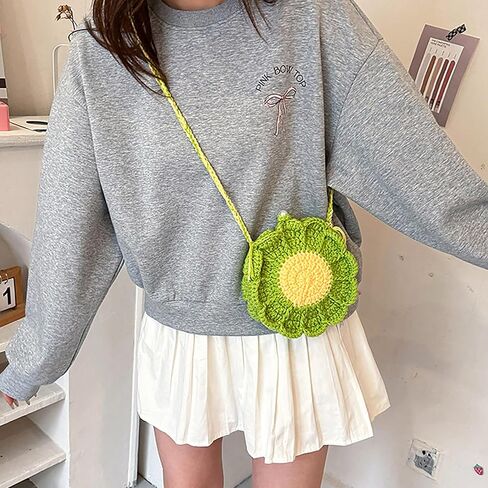 Women Mini Flower Cotton Crochet Crossbody Shoulder Bag Handbag Coin Purse in Kuwait