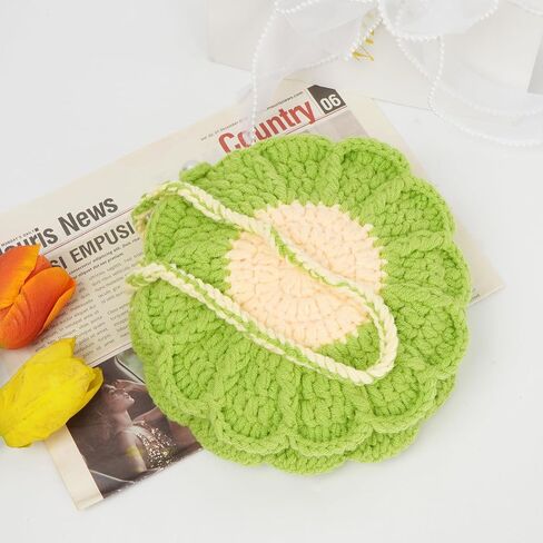 Women Mini Flower Cotton Crochet Crossbody Shoulder Bag Handbag Coin Purse in Kuwait