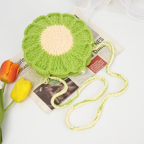 Women Mini Flower Cotton Crochet Crossbody Shoulder Bag Handbag Coin Purse in Kuwait