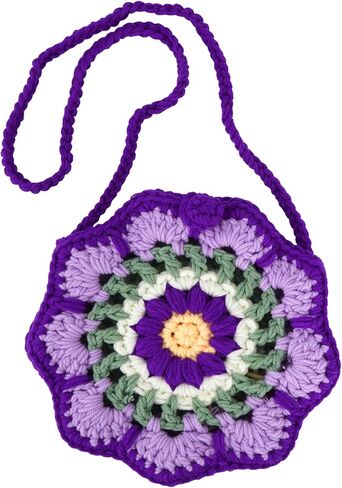Women Mini Flower Cotton Crochet Crossbody Shoulder Bag Handbag Coin Purse in Kuwait