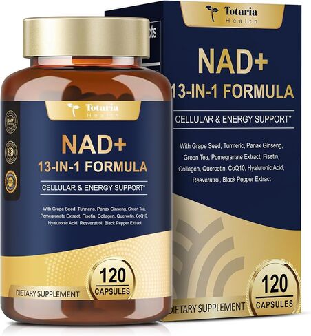 NAD Supplement for Women and Men13-IN-1with Nicotinamide Riboside, Resveratrol & Quercetin,Anti-Aging, Energy, Boost NAD+ High Absorption 120 Capsules in Saudi Arabia