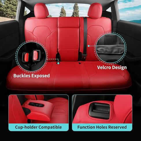 Upgrade for Tesla Model Y Seat Covers 2024 2023 2022 2021 2020 5-Seater, Full Set Custom Fit, Waterproof Faux Leather, Breathable & Easy to Install – Black in Kuwait