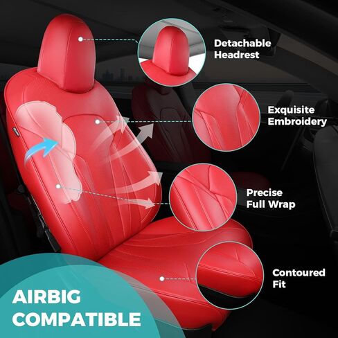 Upgrade for Tesla Model Y Seat Covers 2024 2023 2022 2021 2020 5-Seater, Full Set Custom Fit, Waterproof Faux Leather, Breathable & Easy to Install – Black in Kuwait