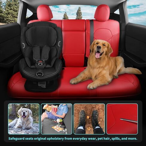 Upgrade for Tesla Model Y Seat Covers 2024 2023 2022 2021 2020 5-Seater, Full Set Custom Fit, Waterproof Faux Leather, Breathable & Easy to Install – Black in Kuwait