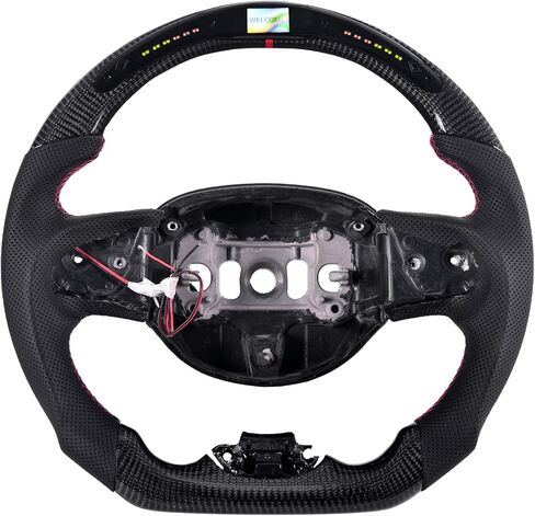 Real Carbon Fiber Steering Wheel for Jeep Grand Cherokee 2014-2020, D-shaped Flat-bottom Perforated Leather Grip in Kuwait