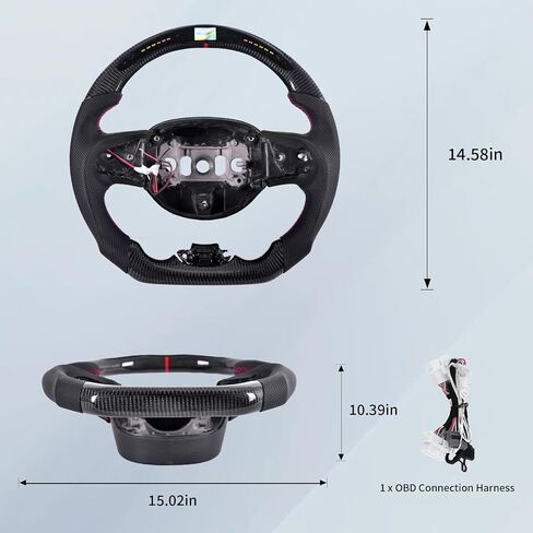 Real Carbon Fiber Steering Wheel for Jeep Grand Cherokee 2014-2020, D-shaped Flat-bottom Perforated Leather Grip in Kuwait