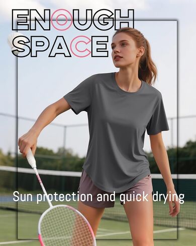 4 Pack Women's Workout Shirts UPF 50+ Athletic Breathable Short Sleeve Tops Quick Dry Split Hem Running Gym Yoga Tee in Kuwait