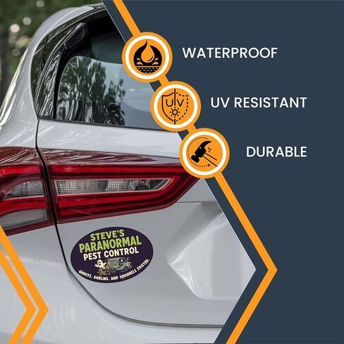 Magnet Me Up Steve’s Paranormal P-t Control Magnet - 4"x6" Oval Funny Gag Car Magnet - Ghosts, Goblins & Squirrels Evicted - Hilarious Magnetic Car Decal - UV Printed Vinyl - Made in USA in Saudi Arabia
