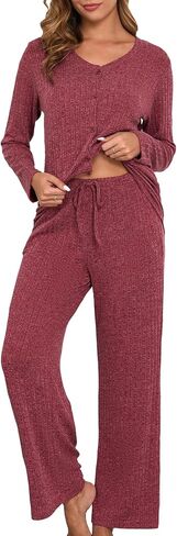 مجموعة بيجاما للسيدات مجموعة طويلة الأكمام متبوكة زر لأسفل لأسفل أعلى و pants صالة مجموعة S-3XL in Saudi Arabia