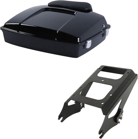 XFMT 5.5 "Razor Tour Pack Trunk W/Backrest Pad & Black Two-Up Mount Rack for Harley Touring Road King Street Glide Glide Electra Glide 2009-2013 in Saudi Arabia