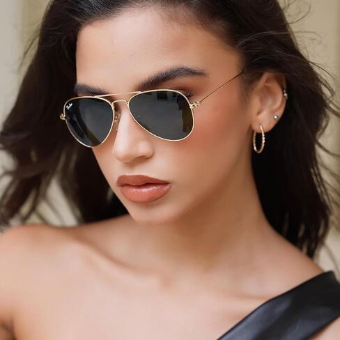 Pro Acme Small Aviator Sunglasses Glass Lens ، Frame Classic Frame UV400 Protection for Men Women ، 52mm in Kuwait