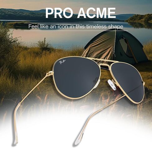Pro Acme Small Aviator Sunglasses Glass Lens ، Frame Classic Frame UV400 Protection for Men Women ، 52mm in Kuwait