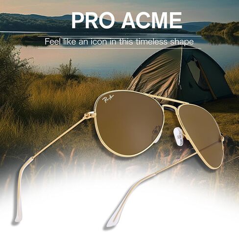 Pro Acme Small Aviator Sunglasses Glass Lens ، Frame Classic Frame UV400 Protection for Men Women ، 52mm in Kuwait