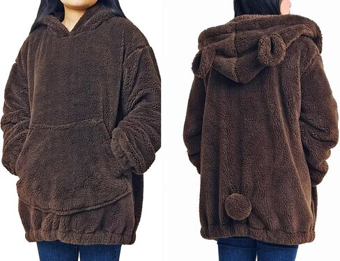 acdiac Cute Cartoon Bunny Or Bear Ears Tail Sweater Hoodie Women's Tops Fun Fluffy Animal Sweatshirt Coat Pullover in Kuwait
