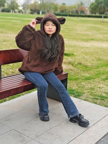 acdiac Cute Cartoon Bunny Or Bear Ears Tail Sweater Hoodie Women's Tops Fun Fluffy Animal Sweatshirt Coat Pullover in Kuwait