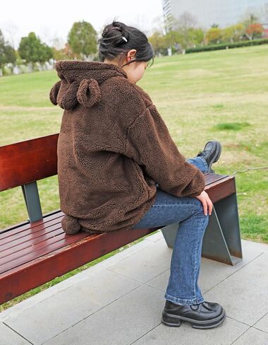 acdiac Cute Cartoon Bunny Or Bear Ears Tail Sweater Hoodie Women's Tops Fun Fluffy Animal Sweatshirt Coat Pullover in Kuwait