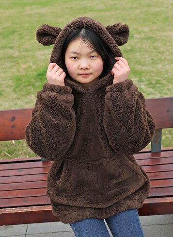 acdiac Cute Cartoon Bunny Or Bear Ears Tail Sweater Hoodie Women's Tops Fun Fluffy Animal Sweatshirt Coat Pullover in Kuwait