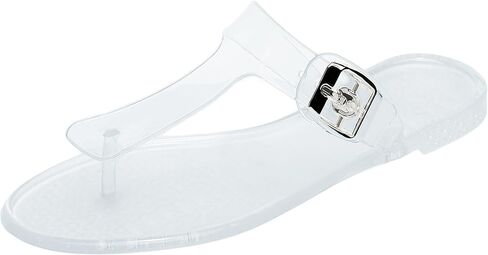 Women Sandals Thong Flip Flops Jelly Shoes Adjustable T-Strap Jellies Flats Clear Dress Slipper Summer Beach Pool Slides Size 10 Slip On Quick Dry Soft in Kuwait