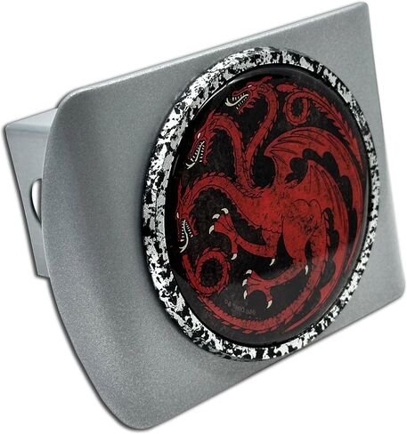 Elektroplate Game of Thrones House Targaryen مرخصة رسميًا من الغطاء المعدني المعدني للشاحنات وسيارات الدفع الرباعي | يناسب مستقبلات عقبة مقطورة 2 بوصة | in Kuwait