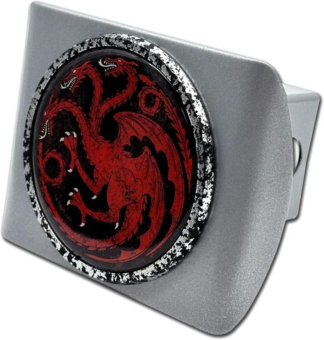Elektroplate Game of Thrones House Targaryen مرخصة رسميًا من الغطاء المعدني المعدني للشاحنات وسيارات الدفع الرباعي | يناسب مستقبلات عقبة مقطورة 2 بوصة | in Kuwait