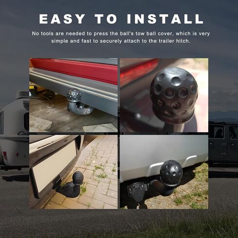 2 PCS Trailer Ball Cover ، كرة قدم مطاطية شديدة التحمل قبعة لجهاز استقبال 2 بوصة ، مضاد للسيارة مقاومة للماء السحب. in Saudi Arabia