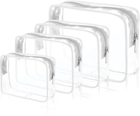 Clear Cosmetic Bag, 4 Pcs Waterproof Clear Plastic Cosmetic Makeup Bags,Transparent Packing Organizer Storage Bags,Christmas Gift for Mother,Wife,Grilfriends(Pink). in Saudi Arabia