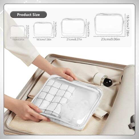 Clear Cosmetic Bag, 4 Pcs Waterproof Clear Plastic Cosmetic Makeup Bags,Transparent Packing Organizer Storage Bags,Christmas Gift for Mother,Wife,Grilfriends(Pink). in Saudi Arabia
