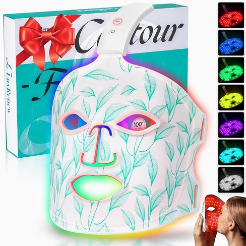 Red Light Therapy Mask, Led Contour Face Mask Light Therapy, 7 Color Red Light Face Mask Portable and Rechargeable, Red Light Therapy At Home and Wireless Led Face Mask[BMask] in Kuwait