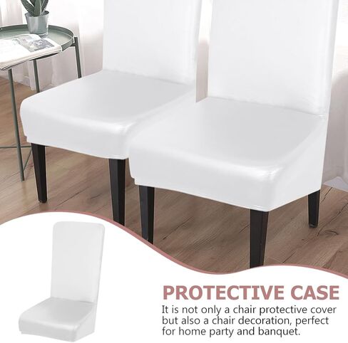 NOLITOY Stretch Dining Chair Covers, Waterproof PU Leather Chair Slipcovers, Removable Washable Silpcover for Home Kitchen Banquet Hotel Ceremony, White 39x21Inch in Saudi Arabia