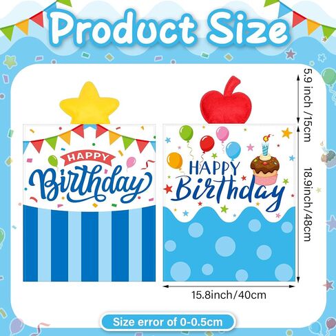 Moukeren 2 Pieces Happy Birthday Chair Covers Kids Birthday Party Classroom Seat Decorations Dining Chair Seat Cover Slipcovers Gift for Classroom Home Dining Party Favor in Saudi Arabia