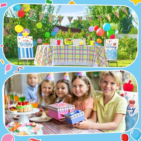 Moukeren 2 Pieces Happy Birthday Chair Covers Kids Birthday Party Classroom Seat Decorations Dining Chair Seat Cover Slipcovers Gift for Classroom Home Dining Party Favor in Saudi Arabia