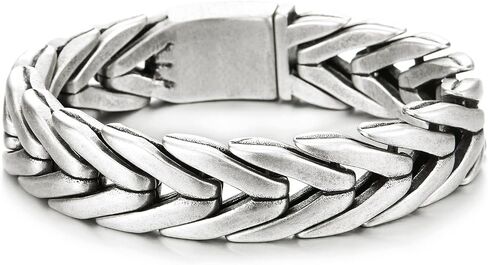 COOLSTEELANDBEYOND Men's Heavy Stainless Steel Braided Wheat Chain Bracelet, Woven Link, Biker Jewelry Silver Color in Saudi Arabia