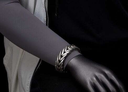 COOLSTEELANDBEYOND Men's Heavy Stainless Steel Braided Wheat Chain Bracelet, Woven Link, Biker Jewelry Silver Color in Saudi Arabia