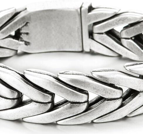 COOLSTEELANDBEYOND Men's Heavy Stainless Steel Braided Wheat Chain Bracelet, Woven Link, Biker Jewelry Silver Color in Saudi Arabia