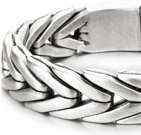 COOLSTEELANDBEYOND Men's Heavy Stainless Steel Braided Wheat Chain Bracelet, Woven Link, Biker Jewelry Silver Color in Saudi Arabia