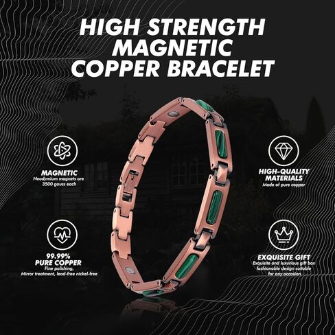 سوار مغناطيسي نقي النحاس النقي للنساء والرجال سوار قابل للتعديل in Kuwait