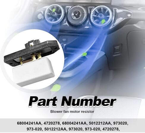 HVAC Blower Fan Motor Resistor Replaces RU109 4720278 5012212AA 6800459AA 68004241AA Compatible with Dodge 1994-2008 Ram 1500 2500 3500 Pickup, Jp 1993-1999 Grand Cherokee in Kuwait