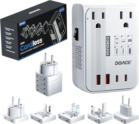 DOACE 350W 220V to 110V Converter for European Travel, Cordless Voltage Converter US to Europe for Using Most U.S. Travel Devices Abroad- Hair Straightener Curler Shaver Toothbrush Laptop Camera Phone in Kuwait