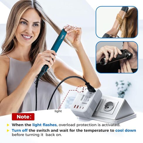 DOACE 350W 220V to 110V Converter for European Travel, Cordless Voltage Converter US to Europe for Using Most U.S. Travel Devices Abroad- Hair Straightener Curler Shaver Toothbrush Laptop Camera Phone in Kuwait